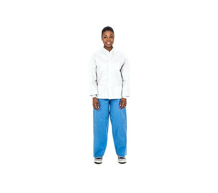 [2304LJ] Lab Jacket, SMS, Disposable, Knit Collar/Cuff, Snap Front, Pockets, 3X-Large, White