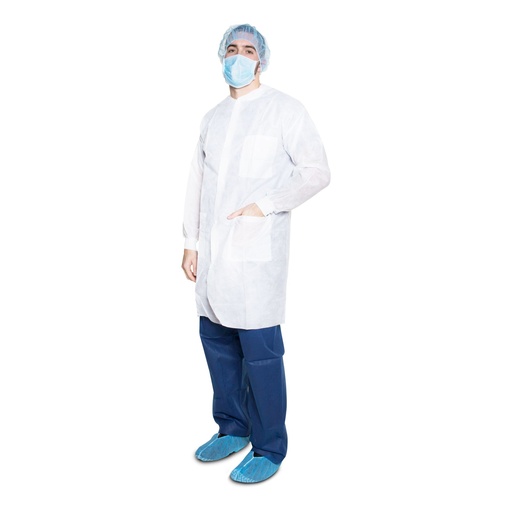 [345] Lab Coat, without Pockets, 3X-Large, White, Disposable, 10/bg, 5 bg/cs
