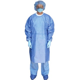 [8201CG] Isolation Gown, Poly-Coated SMS, Knit Cuffs, Blue, X-Large, Flat Pack, 10/pk, 10 pk/cs
