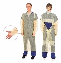 [1111PG] Isolation Gown, Thumbhook, Over-the-Head, Yellow, Universal, Spunbound, 25/pk, 4 pk/cs