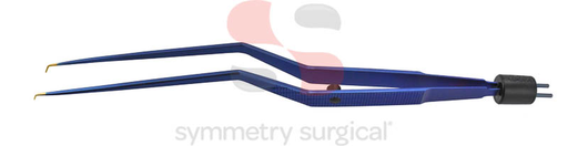 [08-0104] Symmetry® Bipolar Forceps, Bayonet, Angled Down, Flat Handle, Titanium, 0.5 mm, 8 3/4 in
