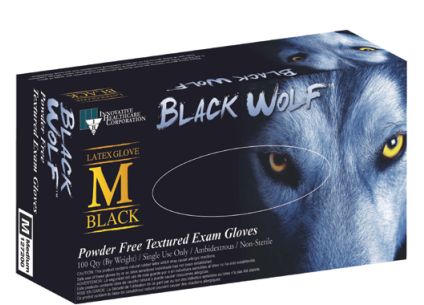 [127300] Gloves, Exam, Latex, Powder-free, Textured, Black, Large