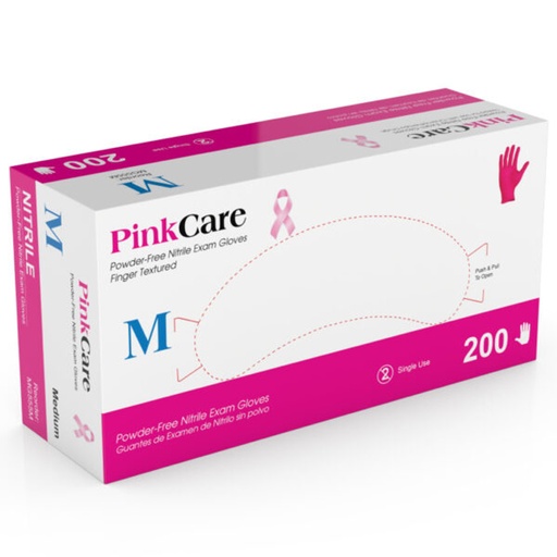 [MG555L] Medgluv Exam Glove, Nitrile, Large, Powder-Free, Textured Finger, Pink, 200/bx