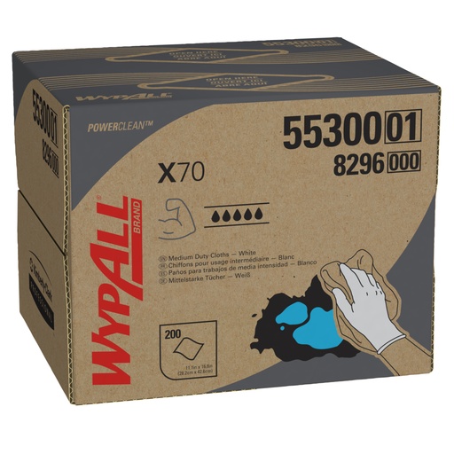 [55300] X70 Cloth, 12.5" x 16.8", White, 200 sheets/pk, 1 pk/cs (84 cs/plt)