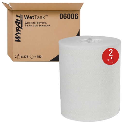 [06006] Kimtech Wettask Wipers for Solvents, 9" x 15", 275 sheets/rl, 2 rl/cs