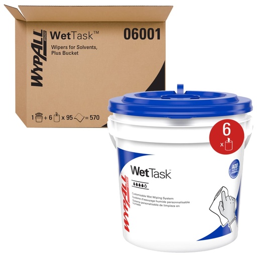 [06001] Kimtech Wettask Wipers for Solvents, 12" x 12.5", 60 sheets/rl, 6 rl/cs