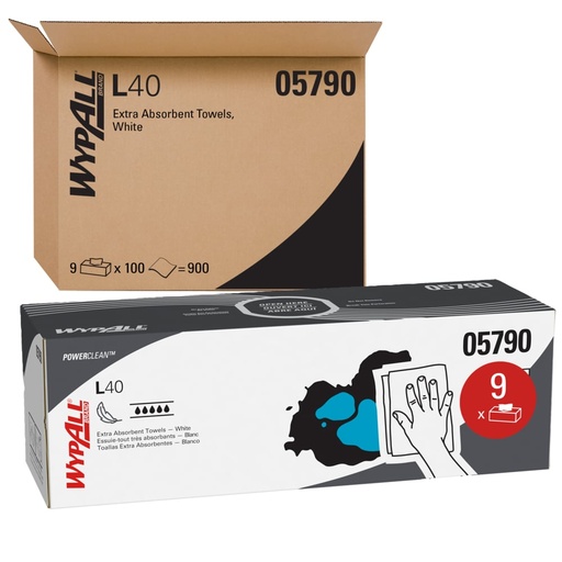 [05790] WYPALL Task Wipes, 16.4" x 9.8", White, 100 sheets/pk, 9 pk/cs