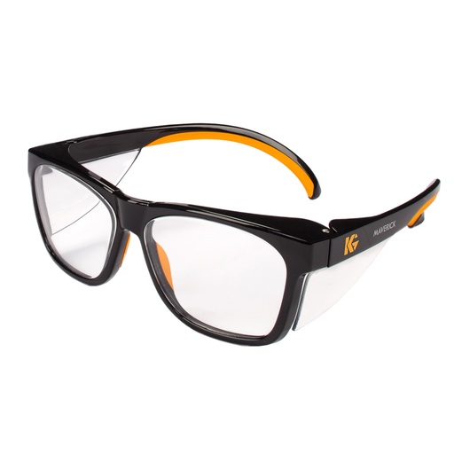 [49312] Safety Glasses, Anti-Glare, Clear Lens, Black Frame/Orange Tip, 1/pk