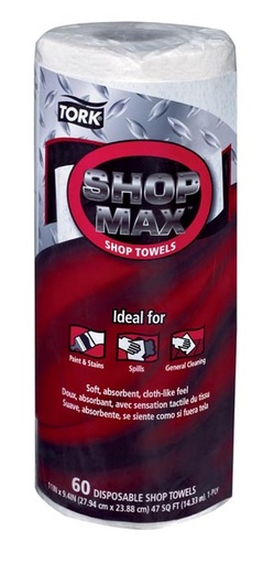 [450160] ShopMax Wiper, Roll Towel, Advanced, White, 1-Ply, 47ft, 11" x 4.2", 60 sht/rl, 30 rl/cs