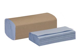 [192121] Universal Windshield Paper Towel, Folded, 1-Ply, Blue, 10.3" x 9.1", 250 sht/pk, 9 pk/cs