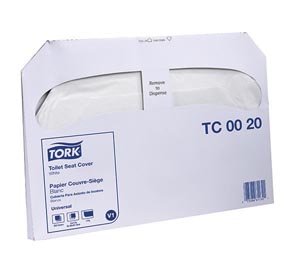[TC0020] Toilet Seat Cover, 1/2 Fold, Universal, White, 1-Ply, V1, 14.5" x 9.5", 250/pk, 20 pk/cs