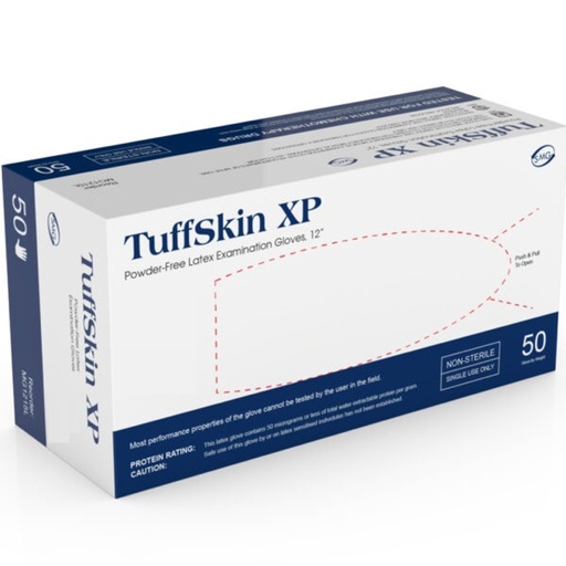 [MG1215S] Medgluv Tuffskin Latex Exam Glove, Small, Tuffskin, Powder-Free, Extended Cuff, Dark Blue