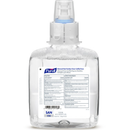 [6551-02] Advanced Hand Sanitizer, Foam, 1200ml, CS6, Clear, Fragrance-Free, 2/cs