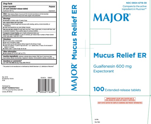 [701018] Major Pharmaceuticals Guaifenesin, 600mg, NDC# 00904-6718-39