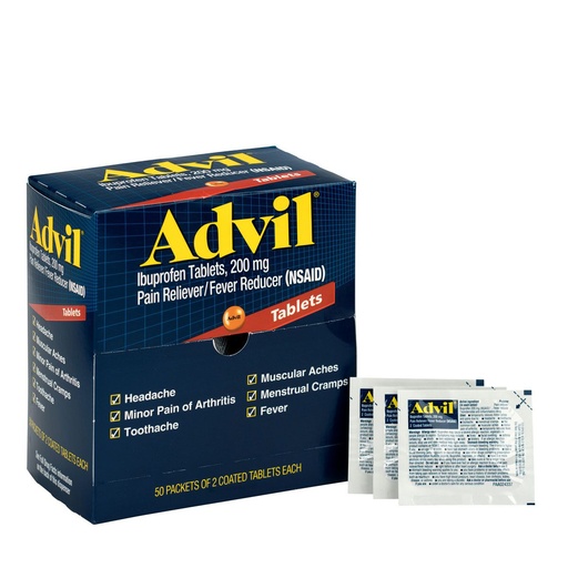 [15000] First Aid Only 200 mg Advil Ibuprofen Tablet, 100/Box