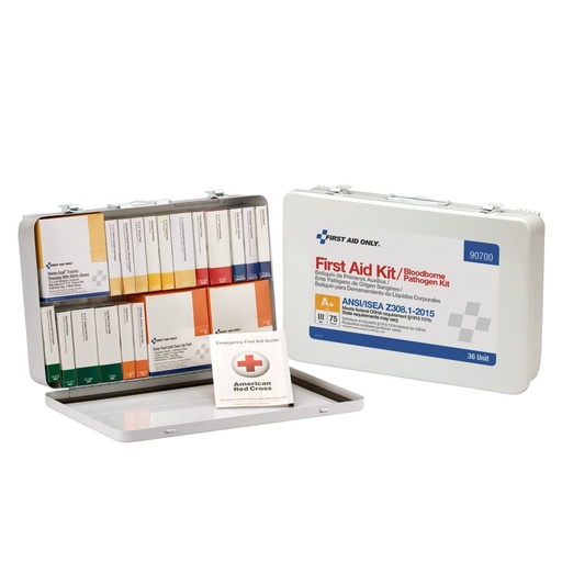 [90700] First Aid Only 75 Person Unitized Class A+ First Aid Kit with BBP Pack and Metal Case