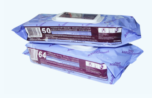 [A40003] AMD-Medicom Washcloth, 10" x 13", Pre-Moistened, Soft Pack, 50/pk