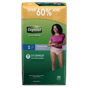 [53741] Kimberly-Clark Consumer Underwear, Maximum Absorbency, Small, Women, Blush, 32/pk, 2 pk/cs