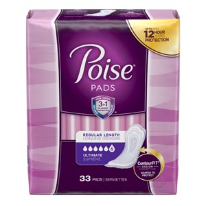 [33592] Kimberly-Clark Consumer Poise Pads, Ultimate, 33/pk, 4 pk/cs