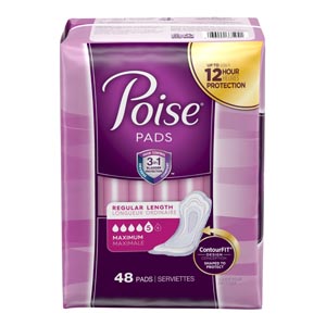 [47199] Kimberly-Clark Consumer Poise Pads, Maximum, 48/pk, 2 pk/cs