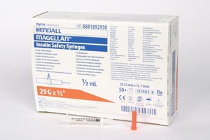 [8881892950] Insulin Safety Syringe, ½mL, 29G x ½"