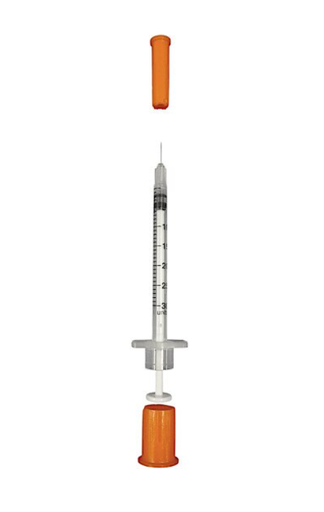 [26010] Exel Corporation Insulin Syringe & Needle, 31G x 5/16", 3/10cc, 10/bg, 10 bg/bx, 5 bx/cs