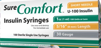 [22-6010] Allison Medical, Inc. Insulin Syringe, 30Gx5/16", 1cc , 5bx/cs, 6cs/ct
