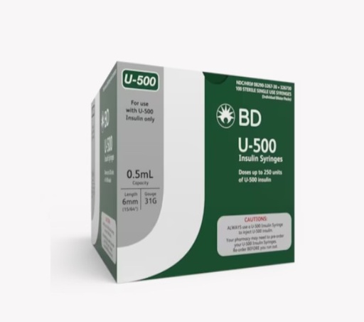 [326730] BD, U-500 Insulin Syringes 6mm x 31G 1/2 mL/cc