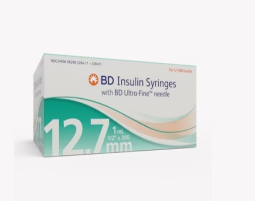 [328411] BD, Insulin Syringes w/Ultra-Fine Needle, 12.7mm x 30G 1mL/cc, 5 bx/cs