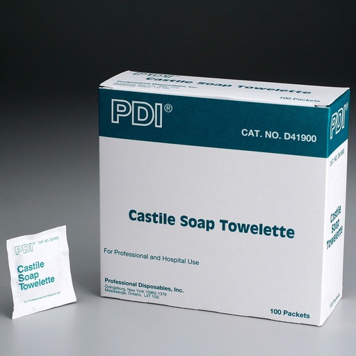 [90867] First Aid Only Castile Soap Wipe, 100/Box