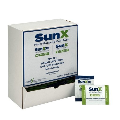 [18-450] First Aid Only SunX30 Sunscreen Lotion and Wipe Combo Pack, 50/Box
