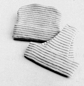 [80005] Albahealth, LLC Double-Ply Infant Cap, Unisex, White, Pink or Blue Stripe, Bulk, 350/cs