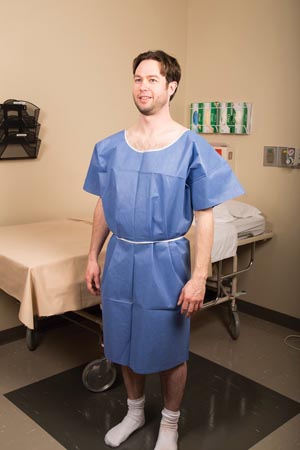 [65334] Graham Medical Exam Gown, Non-Woven, 30" x 46", Blue (White Tie), Large