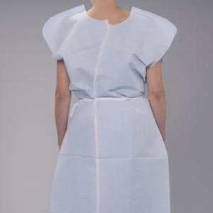 [910520] Exam Gown, 30" x 42", Adult, Blue, T/P/T, Front or Back Opening