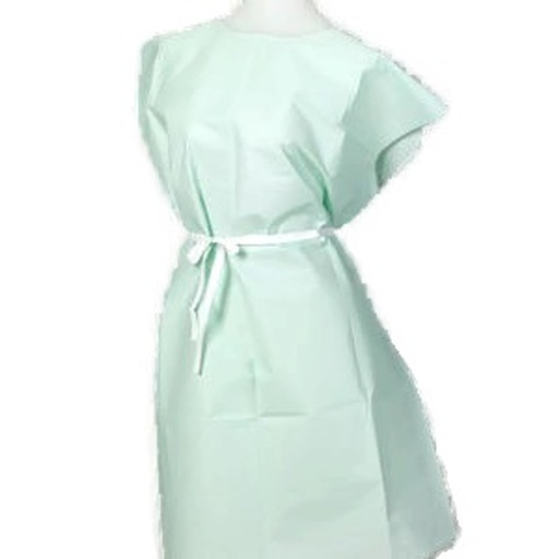 [910528] Exam Gown, 30" x 42", Green, T/P/T, Front or Back Opening