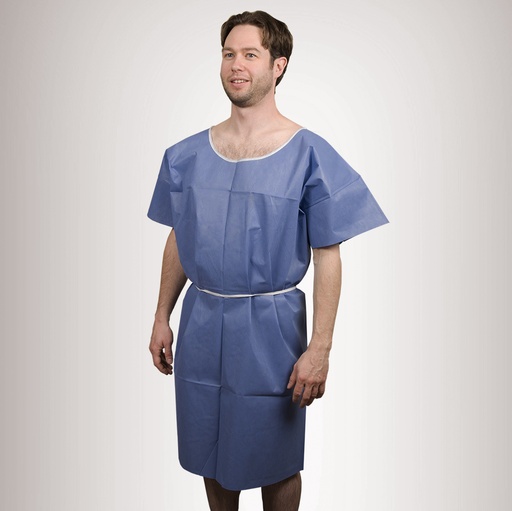 [65333] Graham Medical Gown, Nonwoven, 20"x32", Blue, SMS Small