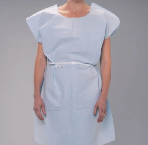 [980830] Exam Gown, 21" x 36", Blue, T/P/T, Latex Free (LF)