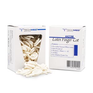 [4423M] Latex Finger Cots, Non-Powdered, Medium