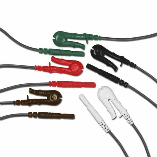 [RL24-05] Conmed 24 inch R Series Grabber Safety Leadwire, White/Green/Red/Brown/Black, 5/Pack