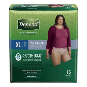 [43586] Underwear, Maximum Absorbency, X-Large, Women, Peach, 15/pk, 2 pk/cs