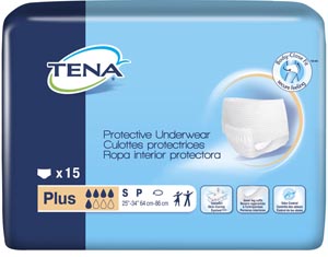 [72631] Protective Underwear, Plus, Small, 25" - 34" Hip Size, White, 15/pk, 4 pk/cs