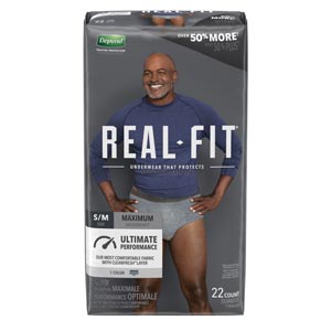 [50976] Real Fit Briefs, Maximum Absorption, Men, Small/ Medium, 22/pk, 2 pk/cs