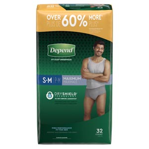 [53748] Underwear, Maximum Absorbency, Small/ Medium, Men, Grey, 32/pk, 2 pk/cs