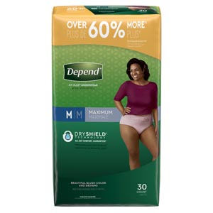 [53742] Underwear, Maximum Absorbency, Medium, Women, Blush, 30/pk, 2 pk/cs (54 cs/plt)