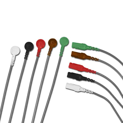 [FSP40-005] Conmed 40 inch FSR Series Snap Shielded Safety Leadwire, White/Red/Brown/Green/Black, 5/Pack