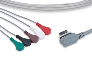 [LC5-98S0] ECG Telemetry Leadwire, 5 Leads Snap, GE Healthcare Compatible w/ OEM: 2008594-001