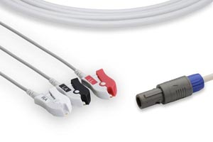 [C2363P0] Direct-Connect ECG Cable, 3 Leads Clip, Siemens Compatible w/ OEM: 7396448