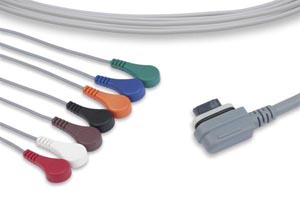 [LC7-98S0] ECG Telemetry Leadwire, 7 Leads Snap, GE Healthcare Compatible w/ OEM: 2008594-002