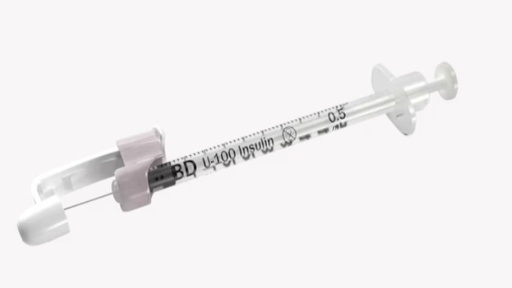 [328447] BD, SafetyGlide Insulin Syringes 6mm x 31G 1/2 mL/cc