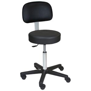 [1041201325] Economy Pneumatic Exam Stool, Black, (5) Leg, Black Composite Base, Backrest